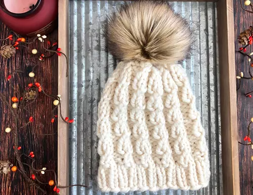 Faux Cable Beanie 