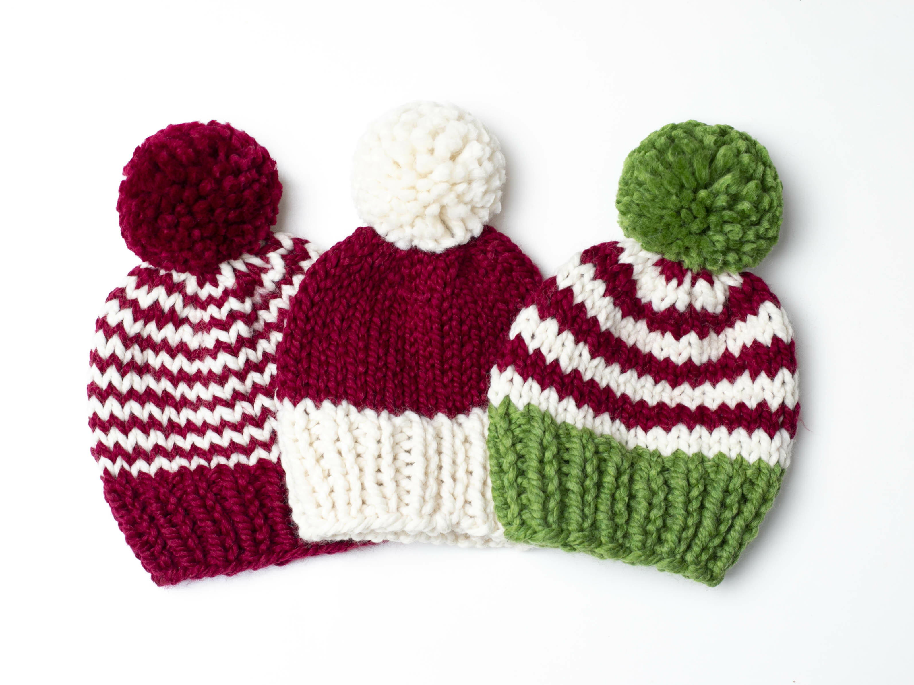 Christmas Hats Santa Elf Pompom Toque | AllFreeKnitting.com