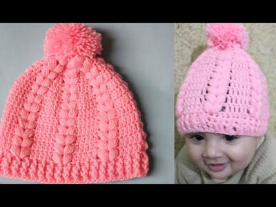 Baby Handmade Puffy Cap /baby Crochet Woollen Hat 