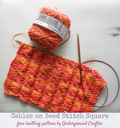 Cables On Seed Stitch Square