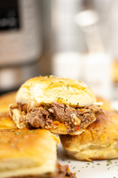 Instant Pot Philly Cheesesteak Sliders