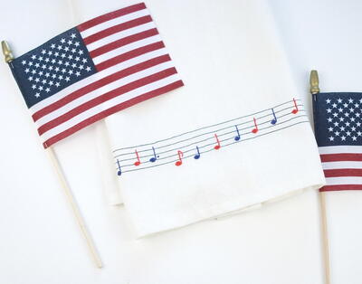 Fourth of July Musical Dish Towel Embroidery Pattern
