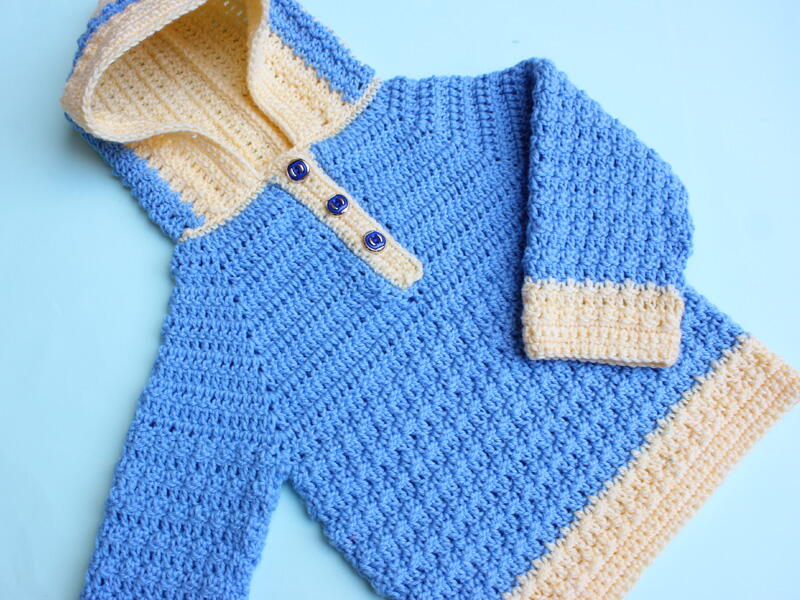Crochet Hooded Baby Sweater Pattern | AllFreeCrochet.com
