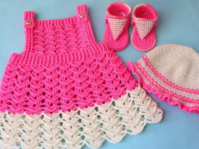 Baby Crochet Beaded Flip Flops Sandals 