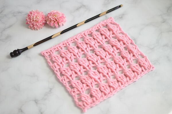 Tunisian Cluster Crochet Stitch - Finished swatch