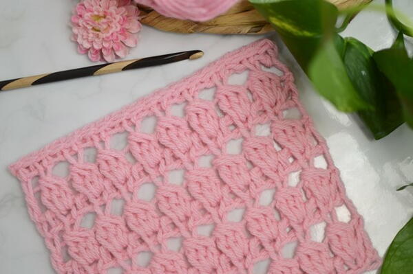 Tunisian Cluster Crochet Stitch Finished Swatch