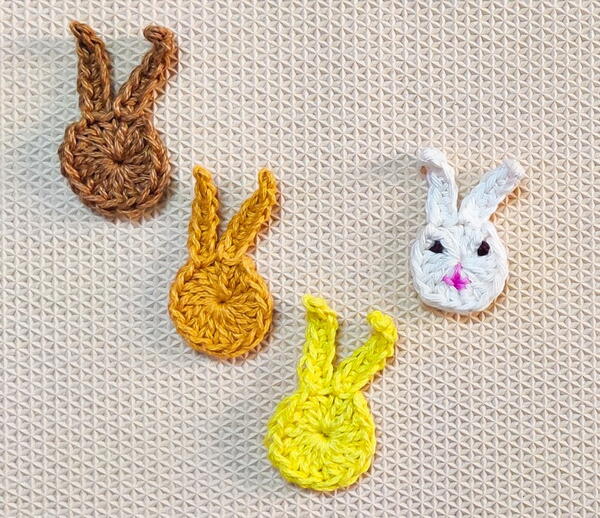 Cute One Round Crochet Bunny Face Applique