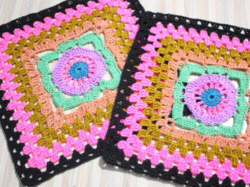 Afghan Square Motif Granny Pattern Blanket Pattern Crochet Cushion Cover Pattern