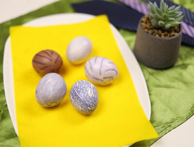 Easter Eggs Dyed With Silk Ties