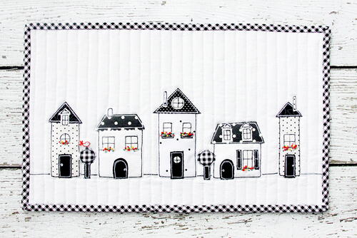 Black and White Neighborhood Mini Quilt
