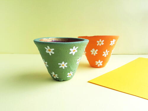 Spring Flower Painted Terracotta Pots