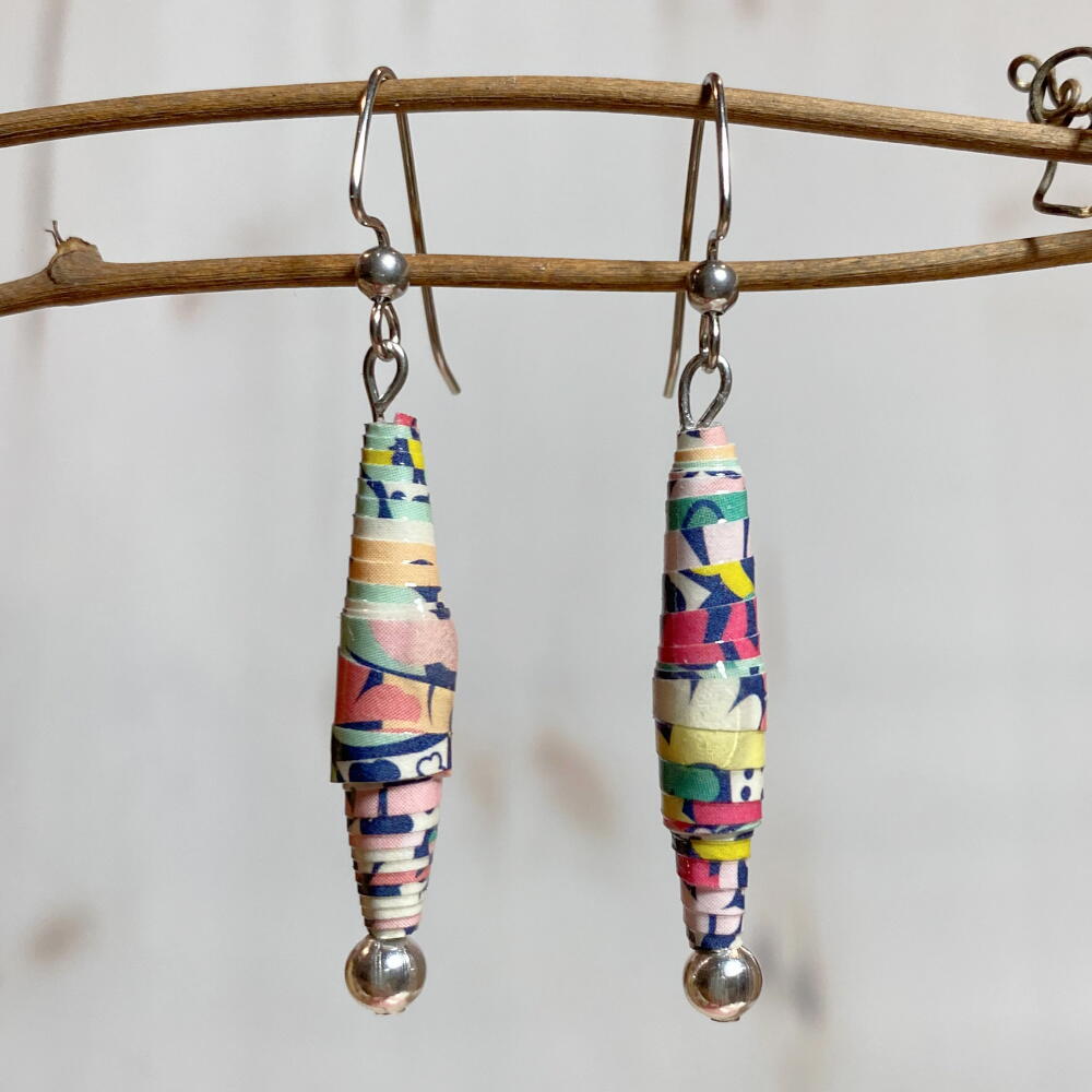 recycled paper bead earrings - My French Twist