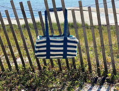 Striped Crochet Duffle Bag
