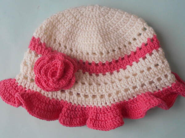 Baby Ruffles With Rose Flower Cap Pattern