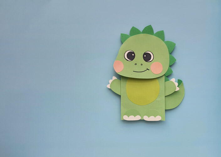 Paper Bag Dinosaur Puppet AllFreePaperCrafts Com