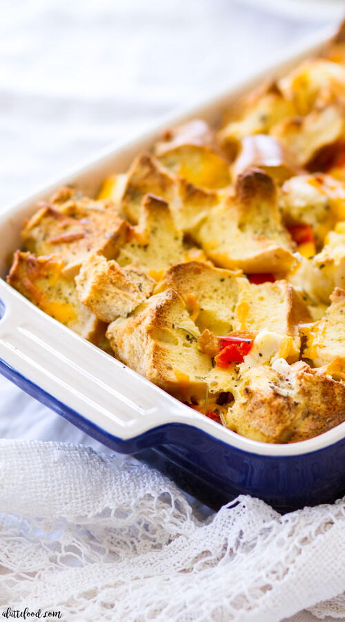 Savory Bagel and Cream Cheese French Toast Casserole