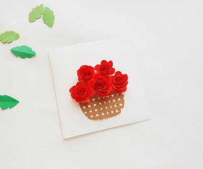 Valentine's Day Paper Flower Basket