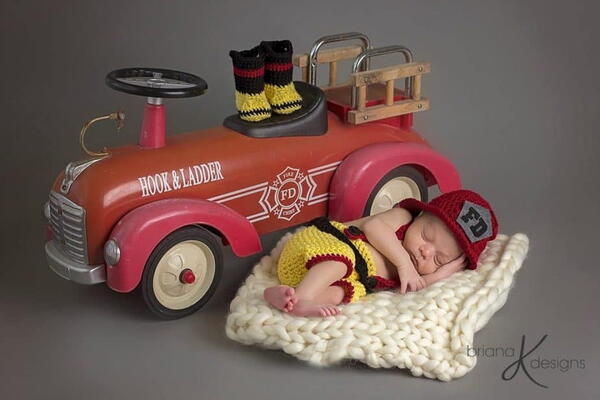Newborn Firefighter Crochet Outfit 