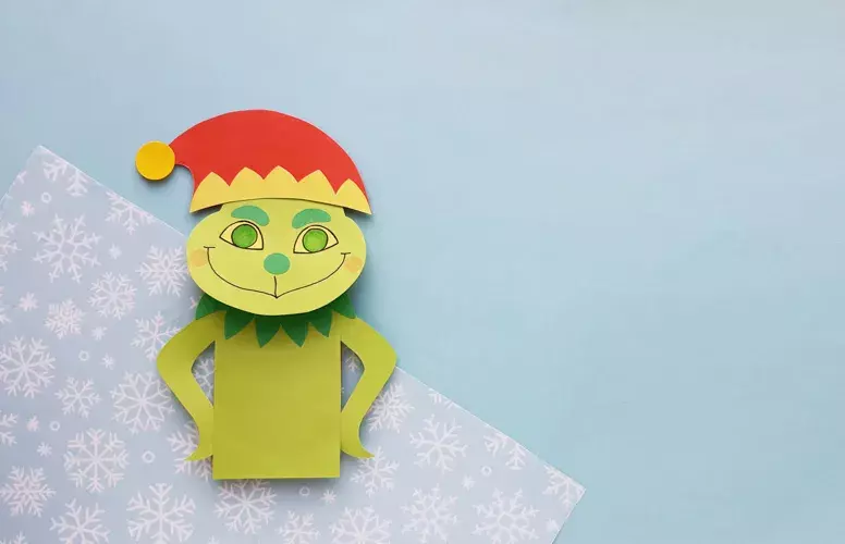 Grinch Paper Bag Puppet | AllFreeChristmasCrafts.com