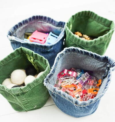 Upcycled Jeans Fabric Basket