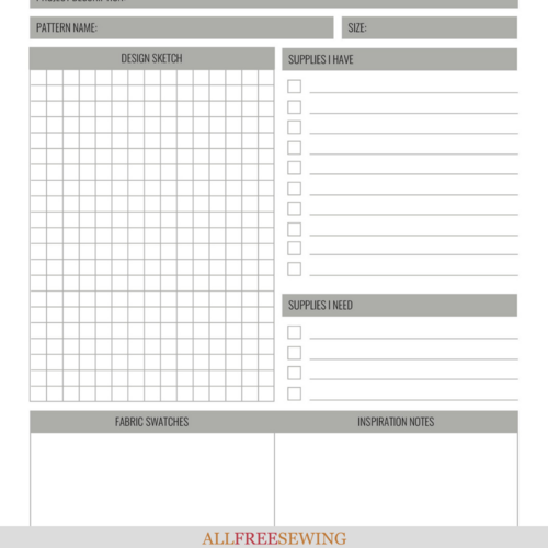Sewing Project Plan Printable PDF