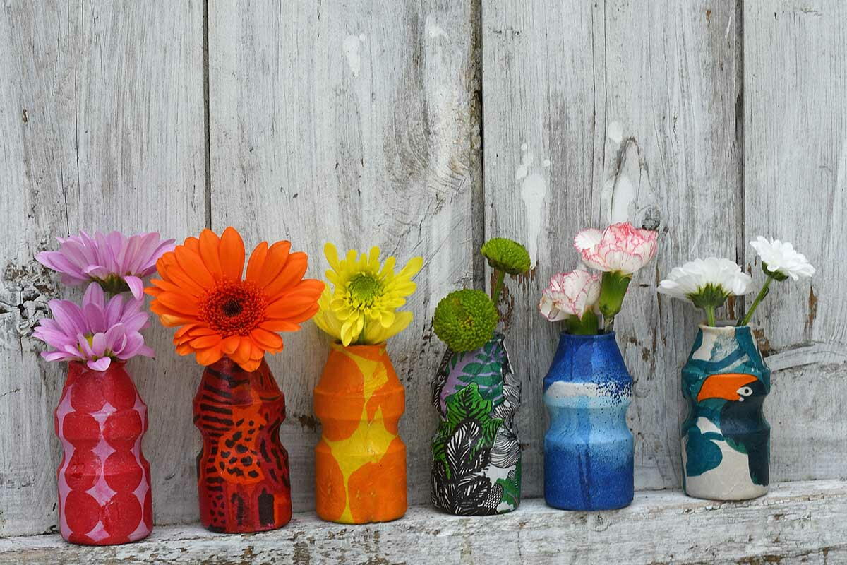 Mini Marimekko Vases | DIYIdeaCenter.com