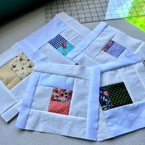 Floral Scrap Fabric Quilt Block For Spring