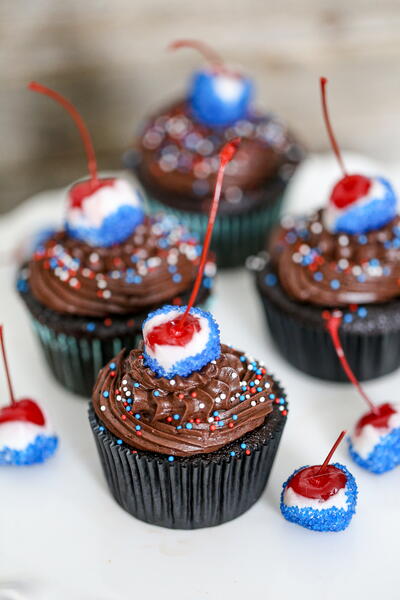 4th Of July Cherry Bomb Cupcakes