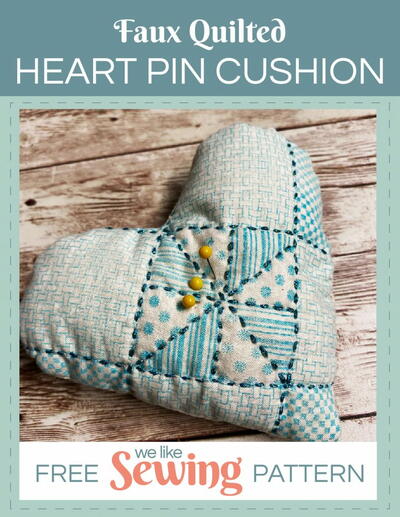 Free Stamped Faux Quilted Heart Pin Cushion Pattern