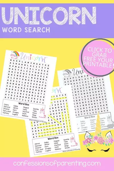 Printable Unicorn Word Search