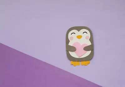 Penguin With Heart Craft