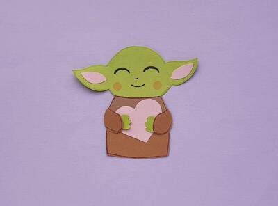 Valentine's Day Baby Yoda Holding Heart Craft