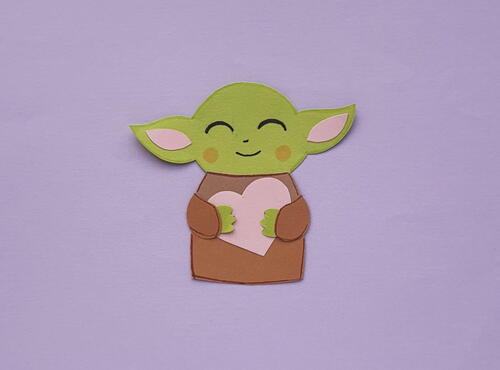 Valentines Day Baby Yoda Holding Heart Craft