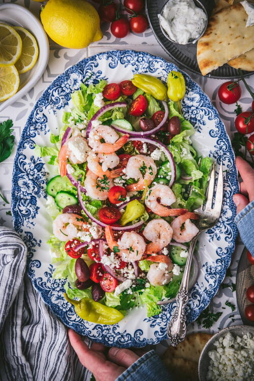 Greek Salad With Shrimp
