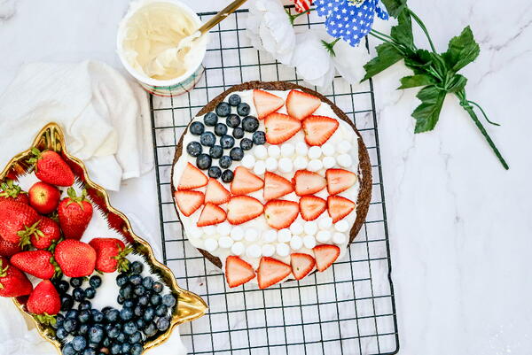 Patriotic Brownie And Fruit Fourth Of July Cake