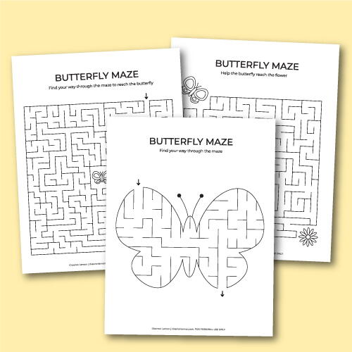 Printable Butterfly Mazes
