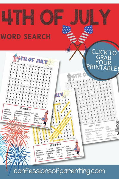 4th Of July Word Search