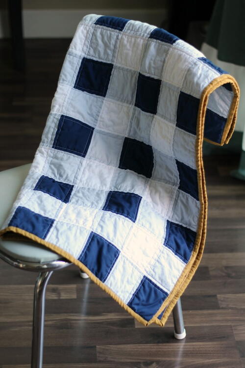 Blue  White Gingham Baby Quilt Pattern