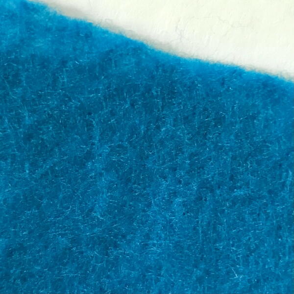 Blue felt with fuzzy texture.