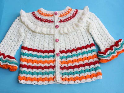 Crochet Baby Cardigan Jacket/crocheting-stylish-ruffles-baby-coat-jacket