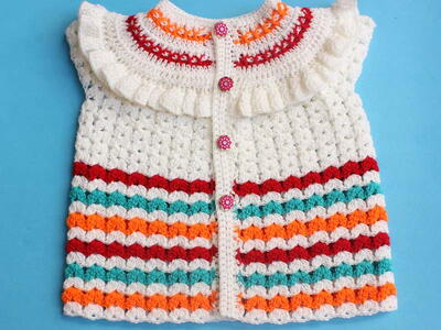 Crocheting Stylish Ruffles Baby Coat Jacket