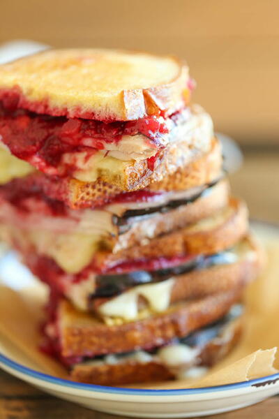 Leftover Holiday Turkey Cranberry Grilled Cheese