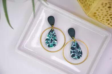 Liquid Faux Malachite Earrings