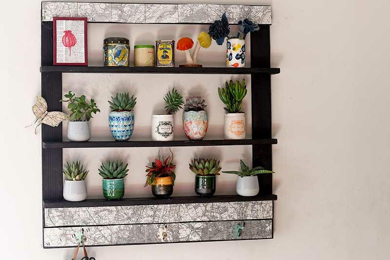 Repurposed Bed Slat Wall Organizer