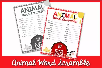 Free Animal Word Scramble