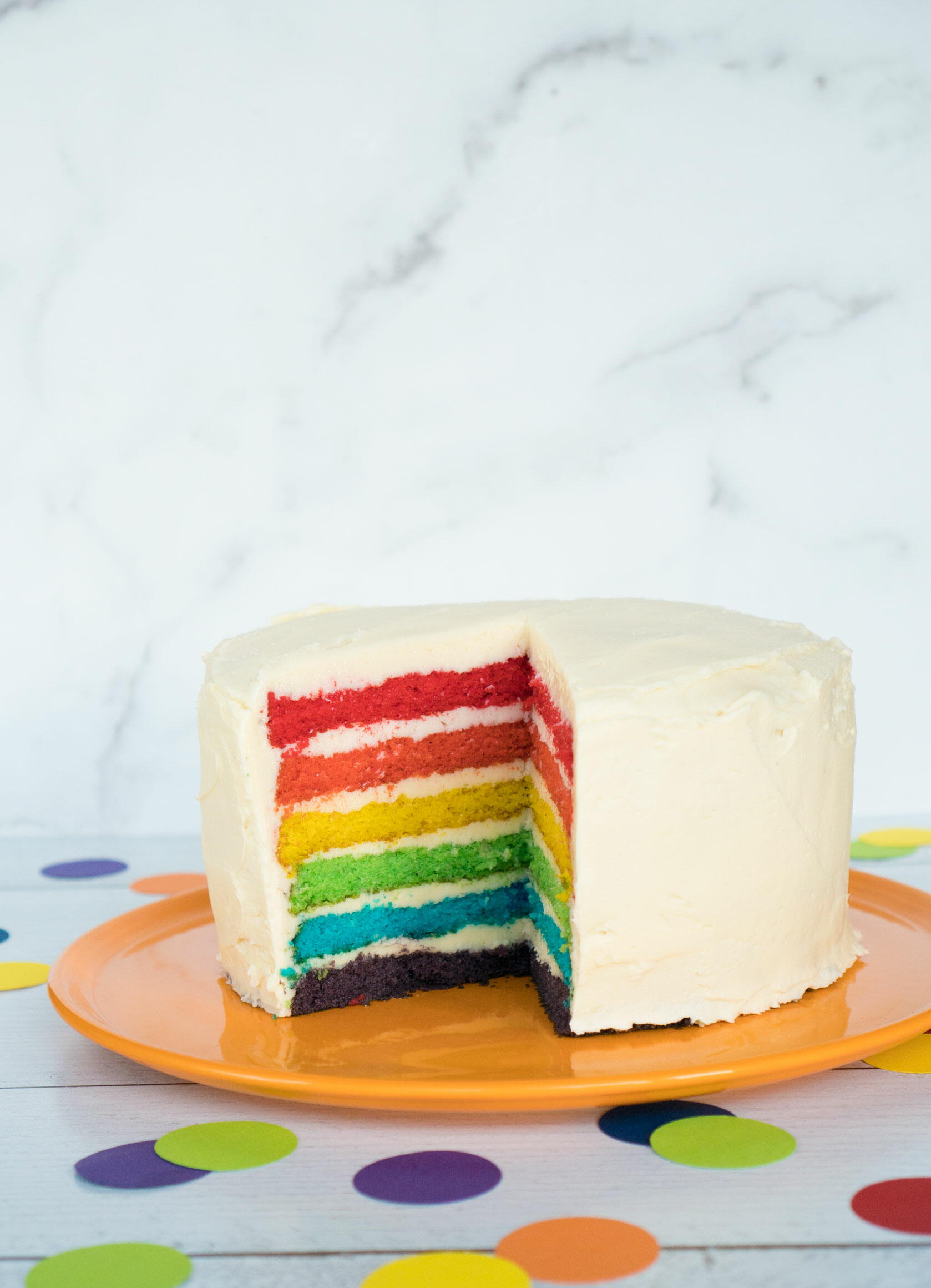 Rainbow Cake 6 Layer Rainbow Cake with Ombre Rainbow Frosting