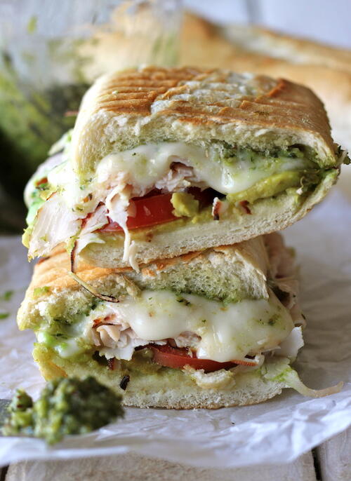 Leftover Thanksgiving Turkey Pesto Panini