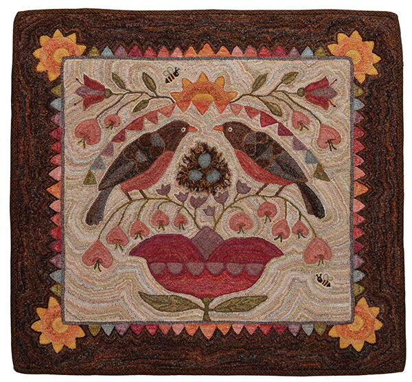 Folk Fraktur Robin Red Breast Bird Nest | rughookingmagazine.com