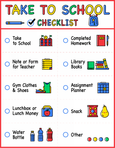School Backpack Checklist – Free Printable