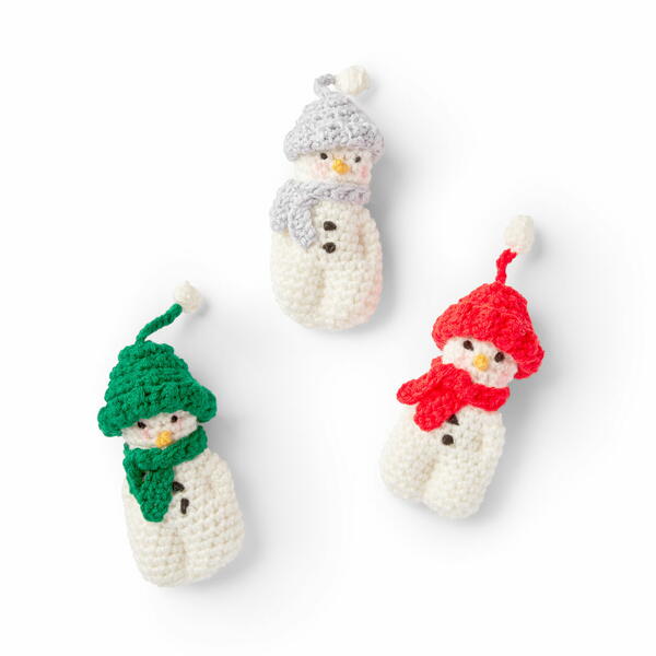 Red Heart Crochet Snowman Ornament